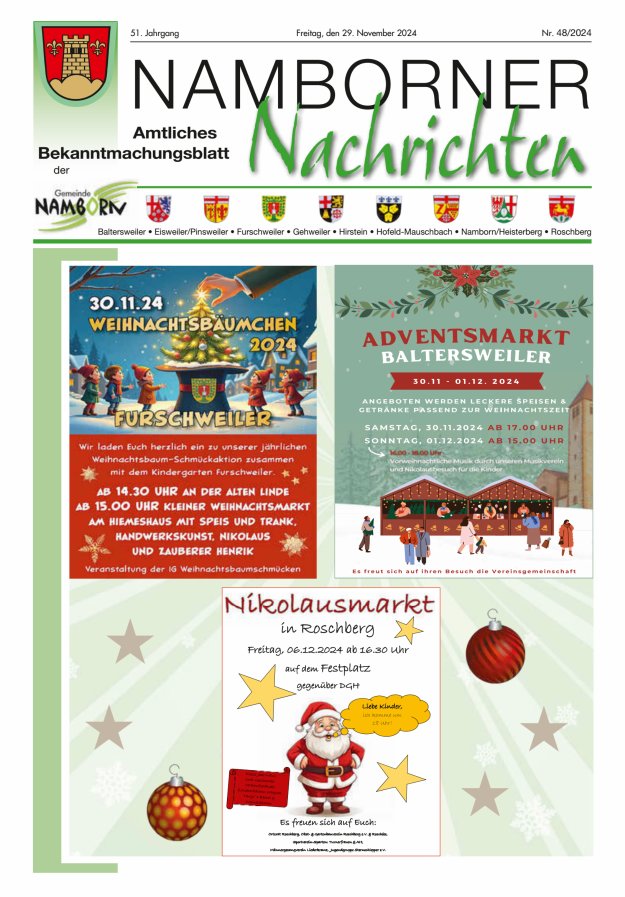 Namborner Nachrichten Titelblatt 48/2024