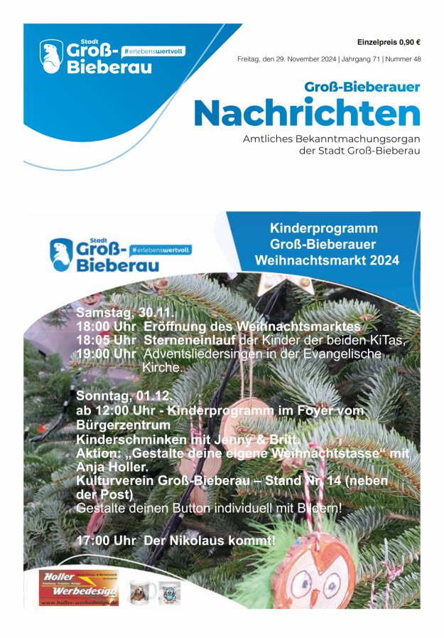 Groß-Bieberauer Nachrichten Titelblatt 48/2024