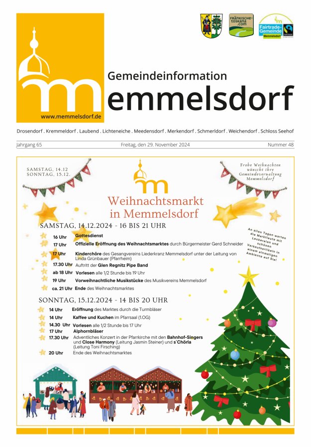 Mitteilungsblatt der Gemeinde Memmelsdorf Titelblatt 48/2024