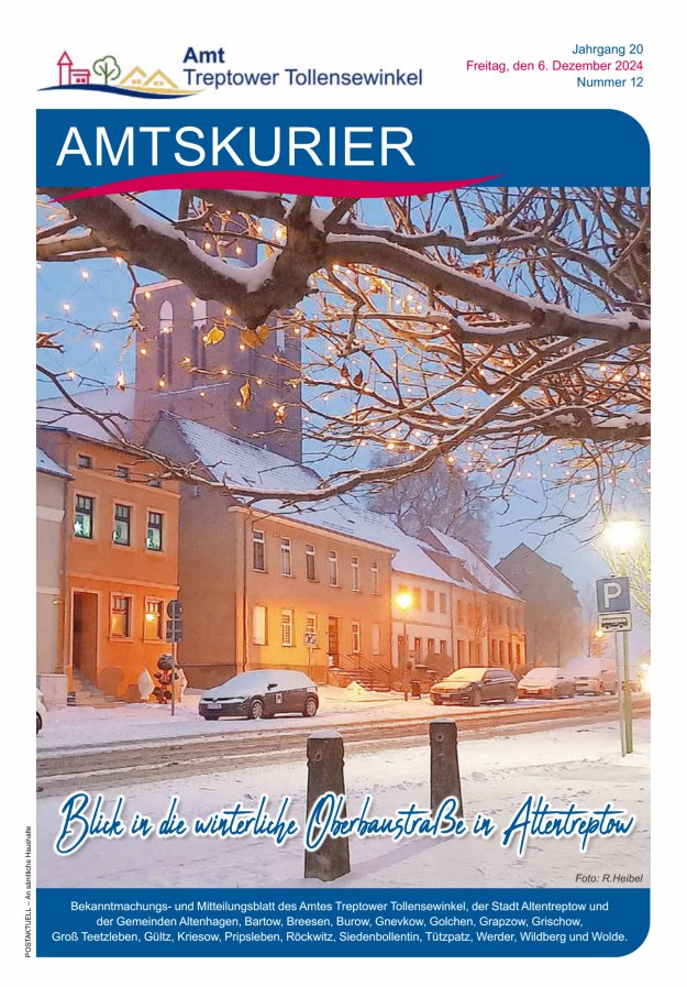 Amtskurier des Amtes Treptower Tollensewinkel Titelblatt 12/2024