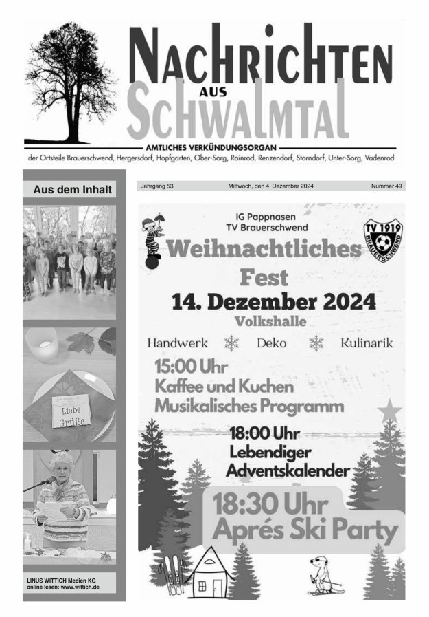 Nachrichten aus Schwalmtal Titelblatt 49/2024