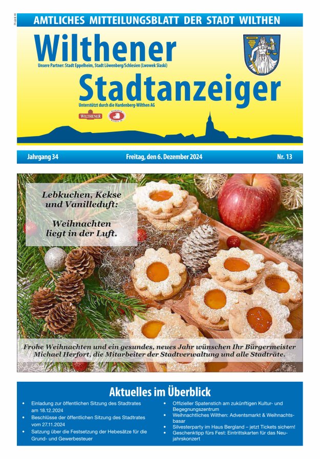 Wilthener Stadtanzeiger - Amtliches Mitteilungsblatt der Stadt Wilthen Titelblatt 13/2024