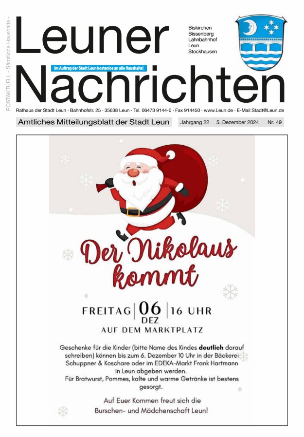 Leuner Nachrichten Titelblatt 49/2024
