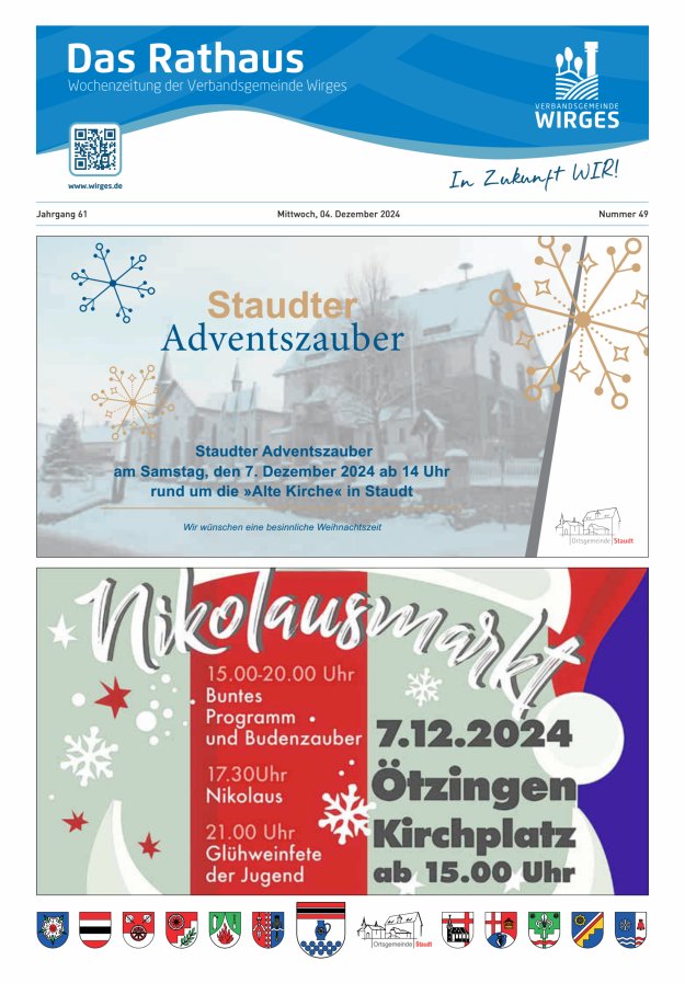 Das Rathaus - Informationen für die Bürger in der VG Wirges Titelblatt 49/2024