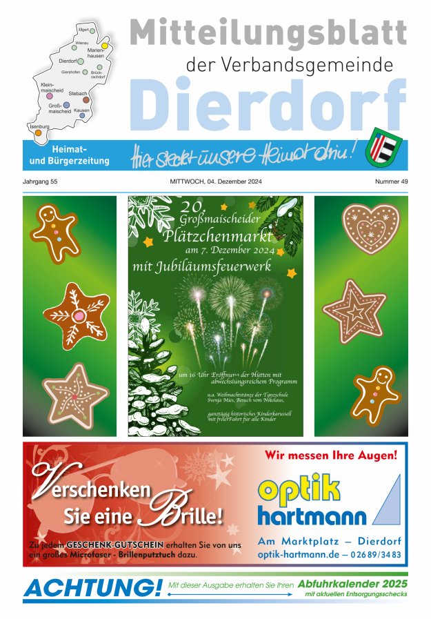 Mitteilungsblatt der Verbandsgemeinde Dierdorf Titelblatt 49/2024