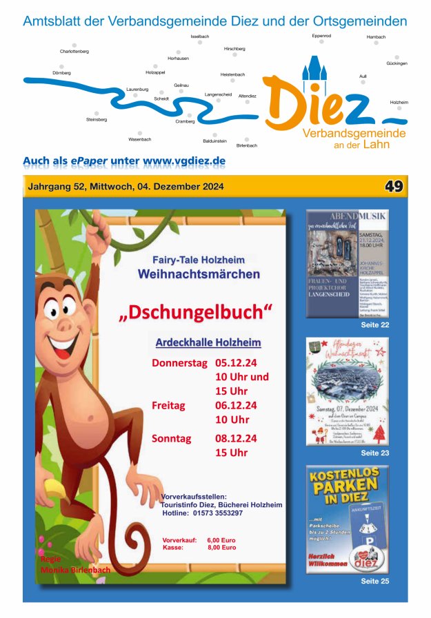 Mitteilungsblatt der Verbandsgemeinde Diez und der Ortsgemeinden Titelblatt 49/2024