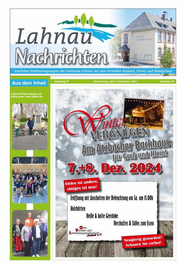 Lahnau Nachrichten Titelblatt 49/2024
