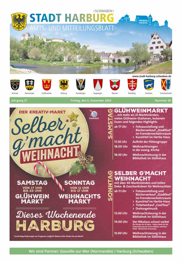 Amts- und Mitteilungsblatt der Stadt Harburg Titelblatt 49/2024