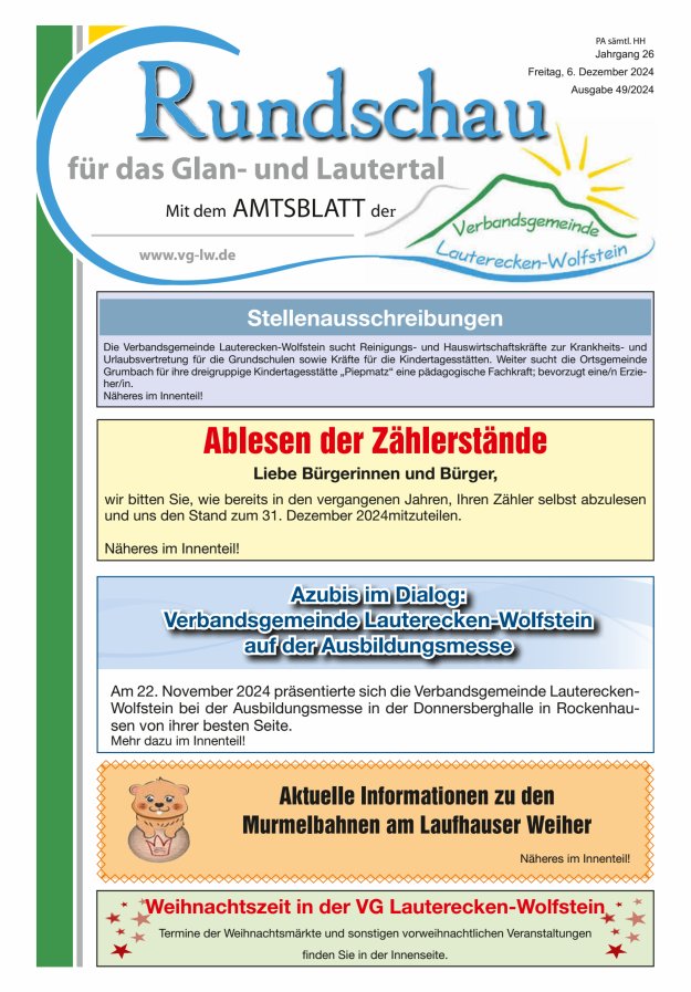 Rundschau für das Glan- und Lautertal Titelblatt 49/2024