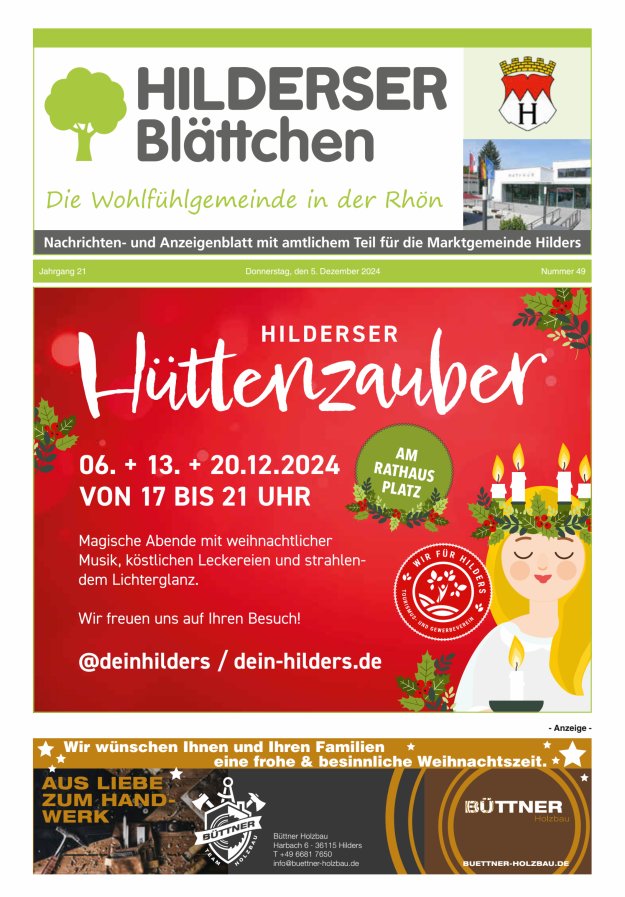 Hilderser Blättchen Titelblatt 49/2024