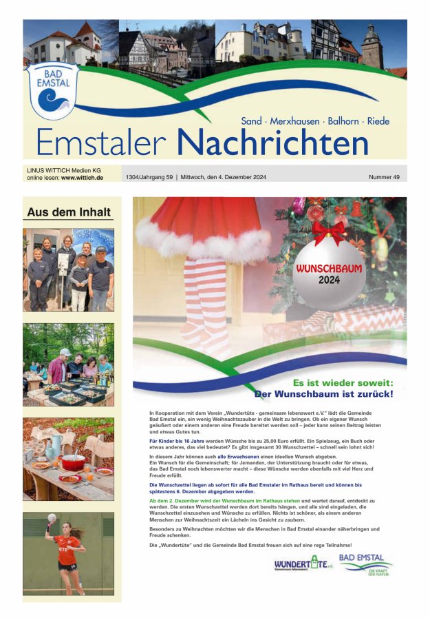 Emstaler Nachrichten Titelblatt 49/2024