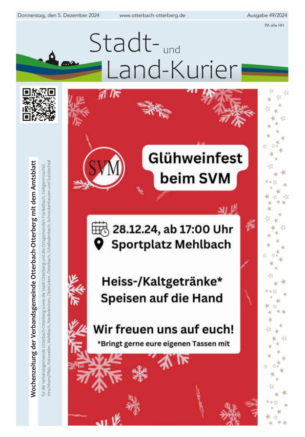 Stadt- und Land-Kurier Otterbach-Otterberg Titelblatt 49/2024