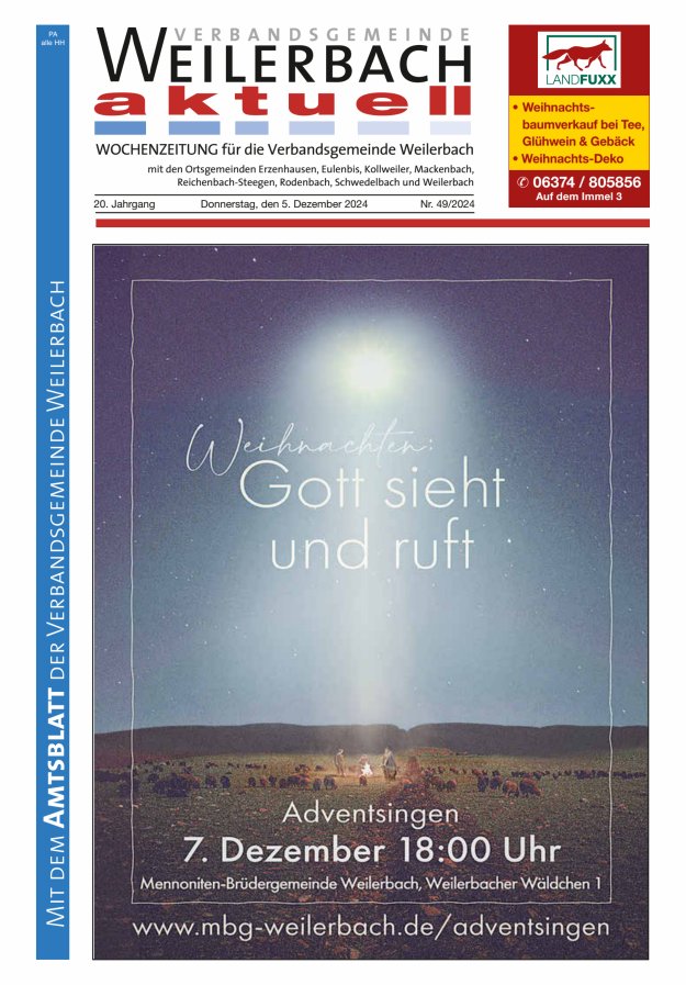 Verbandsgemeinde Weilerbach aktuell Titelblatt 49/2024