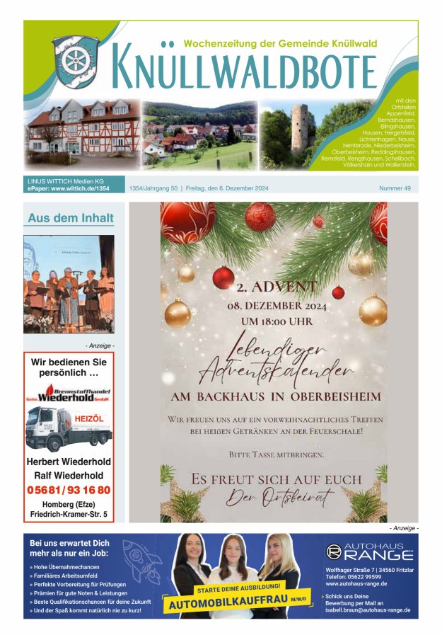Knüllwaldbote Titelblatt 49/2024