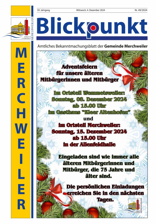 Blickpunkt Merchweiler Titelblatt 49/2024