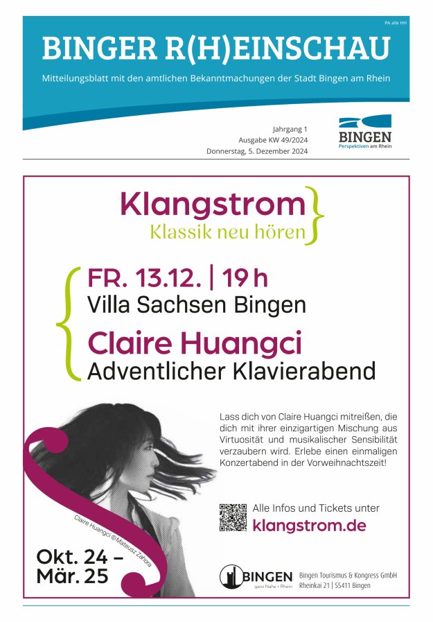 Binger R(h)einschau - Mitteilungsblatt mit den Amtlichen Bekanntmachungen der Stadt Bingen Titelblatt 23/2024