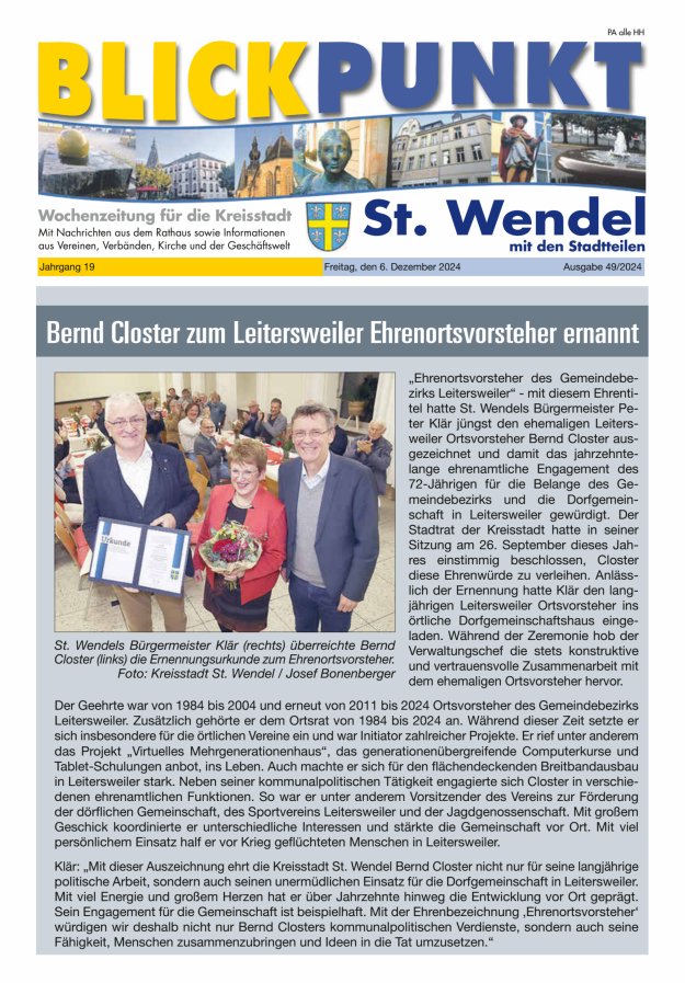 Blickpunkt St Wendel Titelblatt 49/2024