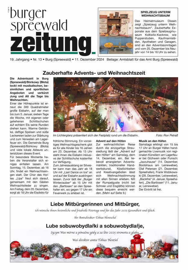 Burger Spreewald Zeitung - Amtsblatt für das Amt Burg (Spreewald) Titelblatt 14/2024