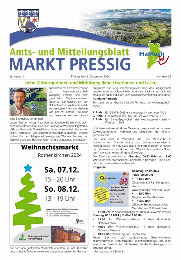 Amtsblatt für den Markt Pressig mit den Gemeindeteilen Titelblatt 25/2024