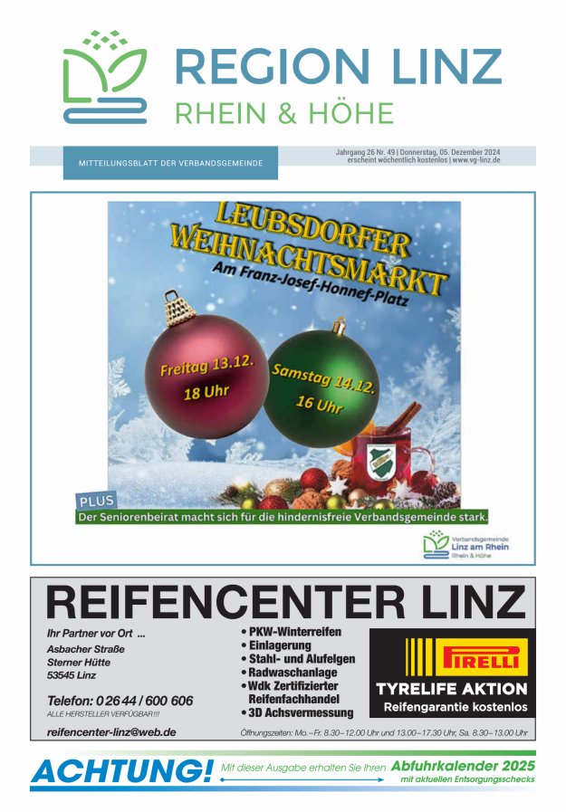 Unsere Verbandsgemeinde Linz am Rhein Titelblatt 49/2024