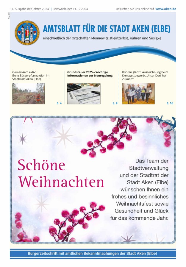 Amtsblatt der Stadt Aken (Elbe) Titelblatt 14/2024