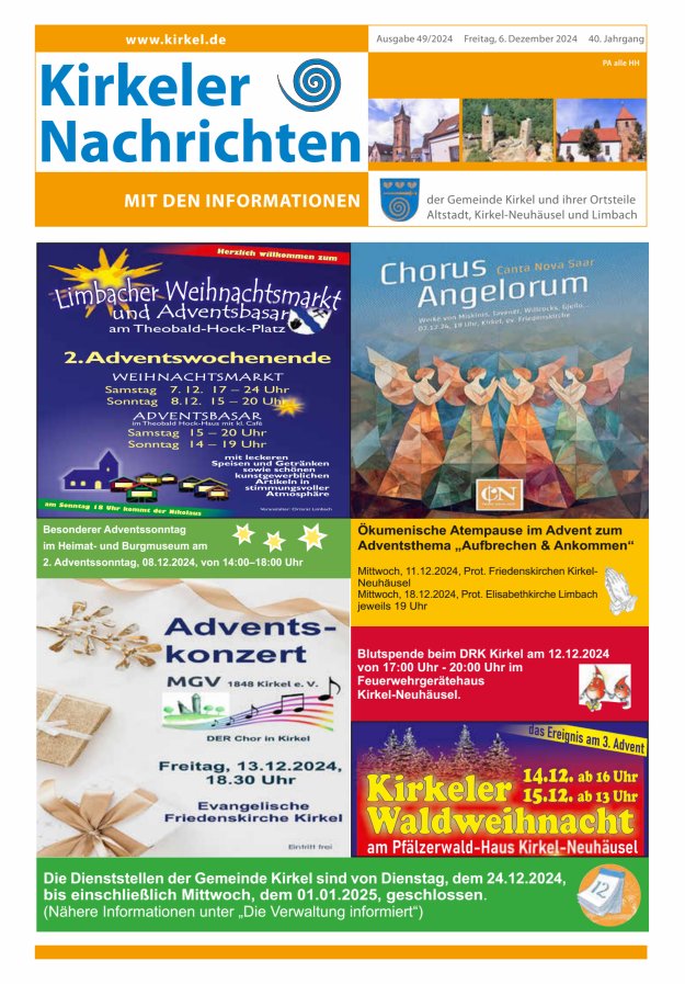 Kirkeler Nachrichten Titelblatt 49/2024