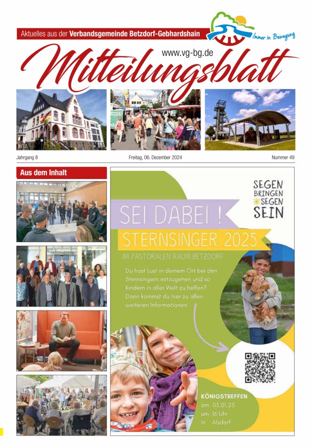 Aktuelles aus der VG Betzdorf-Gebhardshain, Ausgabe Betzdorf Titelblatt 49/2024