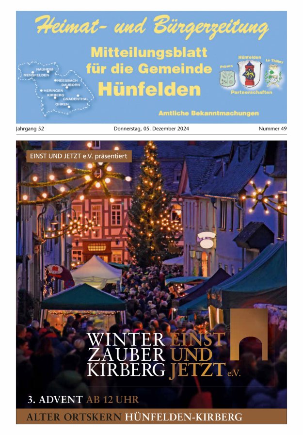 Mitteilungsblatt für die Gemeinde Hünfelden Titelblatt 49/2024
