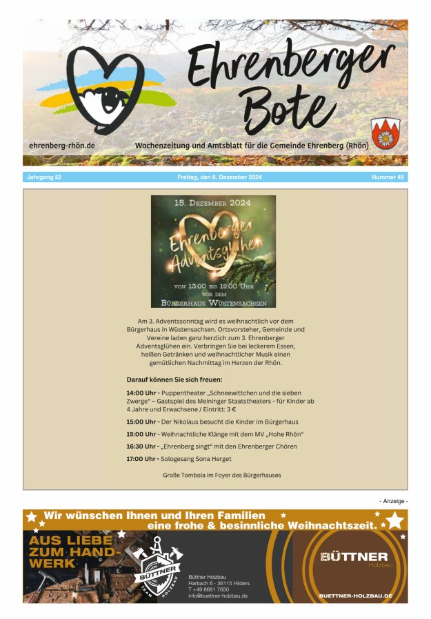 Ehrenberger Bote Titelblatt 49/2024