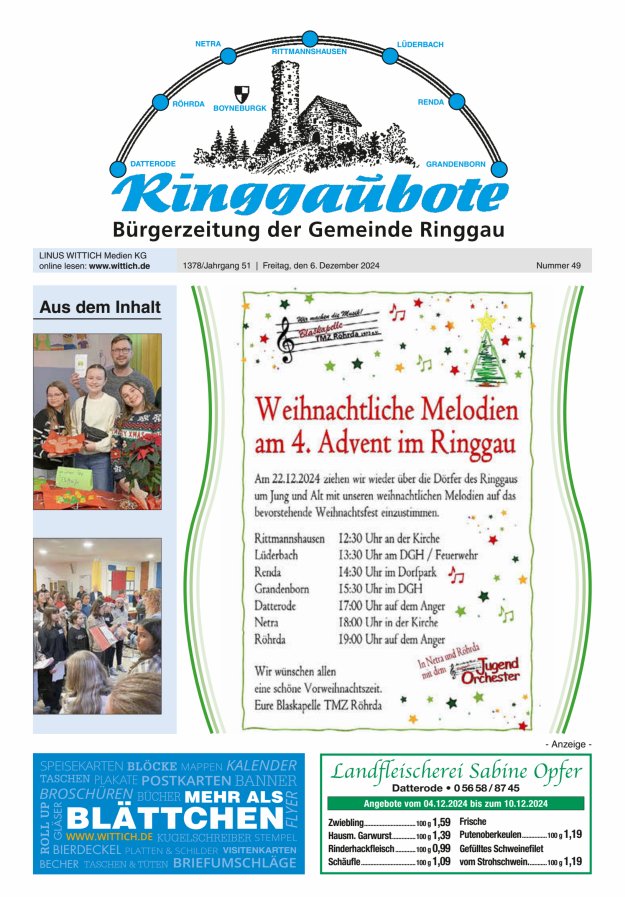 Ringgaubote Titelblatt 49/2024