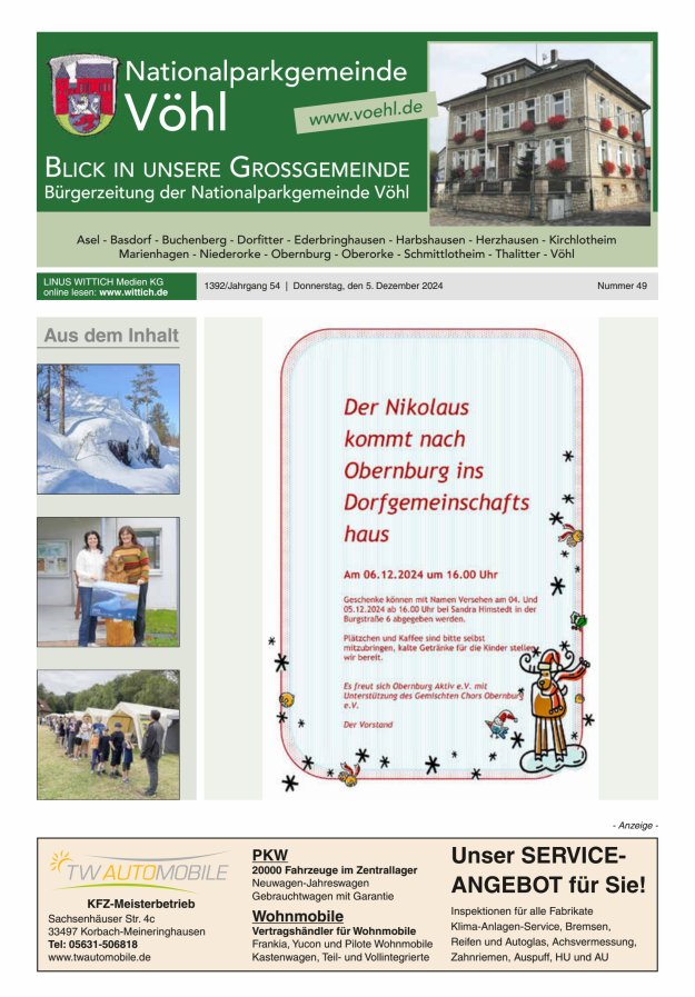 Blick in unsere Grossgemeinde Titelblatt 49/2024