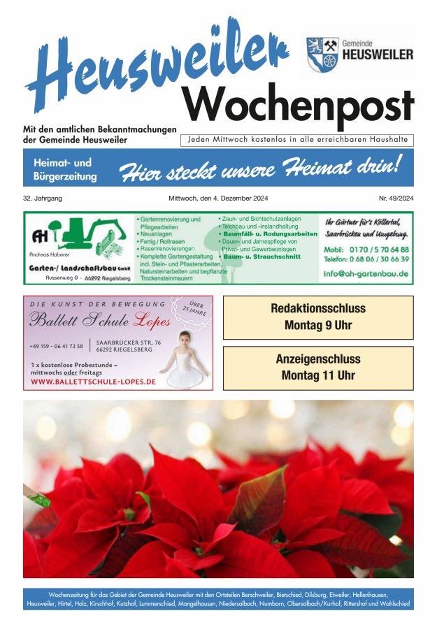 Heusweiler Wochenpost Titelblatt 49/2024