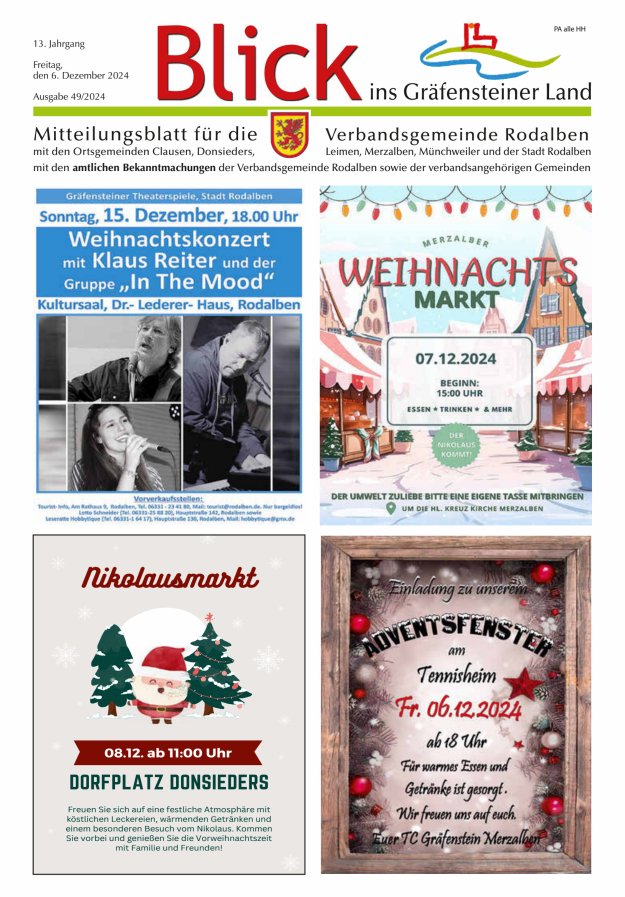 Blick ins Gräfensteiner Land VG Rodalben Titelblatt 49/2024