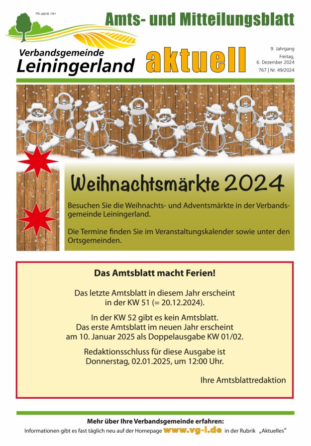 VG Leiningerland aktuell Titelblatt 49/2024