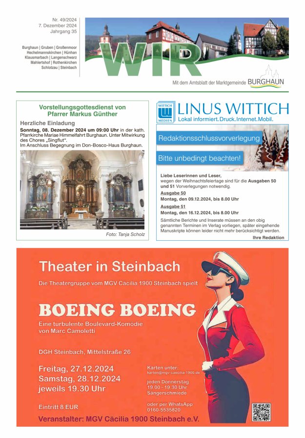 WIR - mit Amtsblatt der Marktgemeinde Burghaun Titelblatt 49/2024