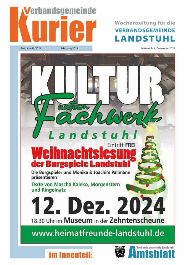 Verbandsgemeinde Kurier Landstuhl Titelblatt 49/2024