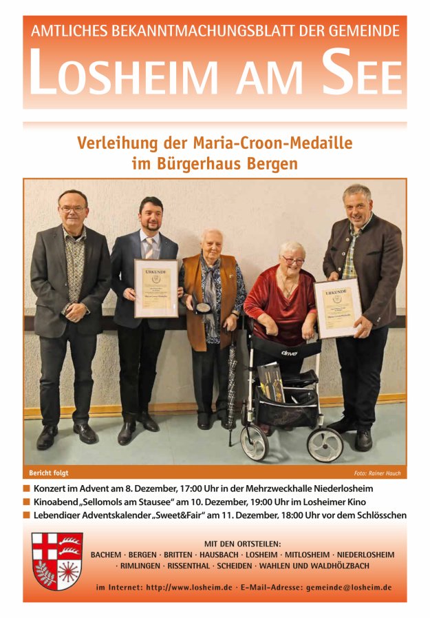 Amtliches Bekanntmachungsblatt der Gemeinde Losheim am See Titelblatt 49/2024