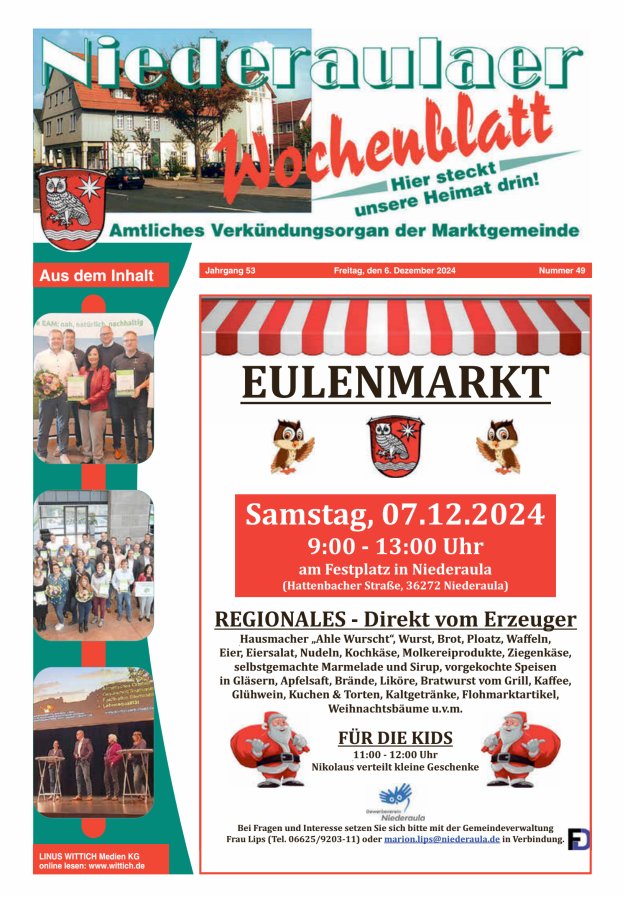 Niederaulaer Wochenblatt Titelblatt 49/2024
