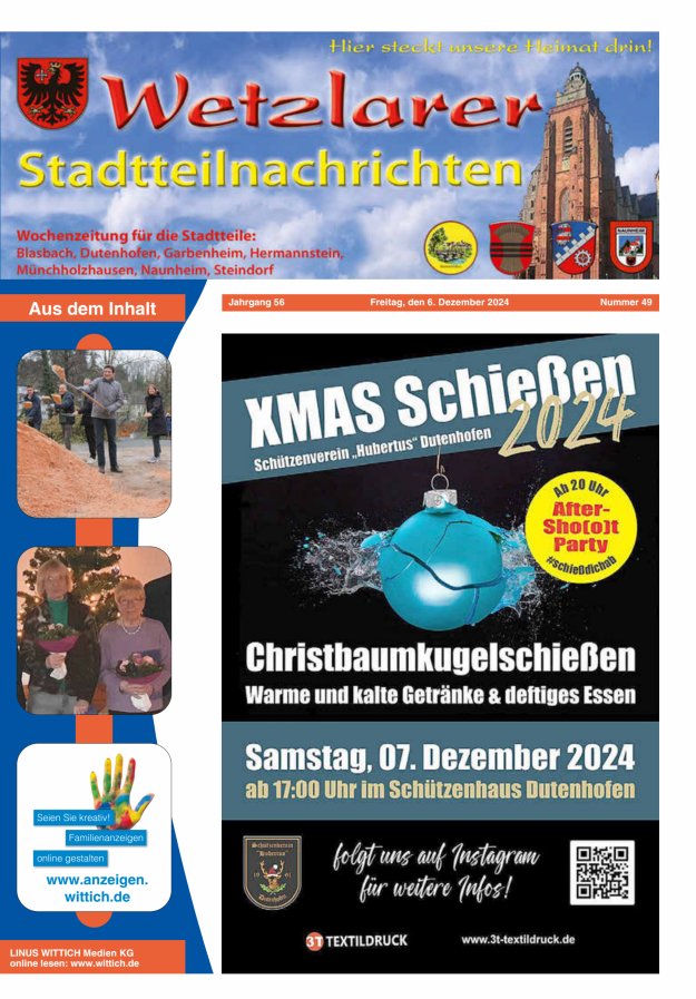 Wetzlarer Stadtteilnachrichten Titelblatt 49/2024