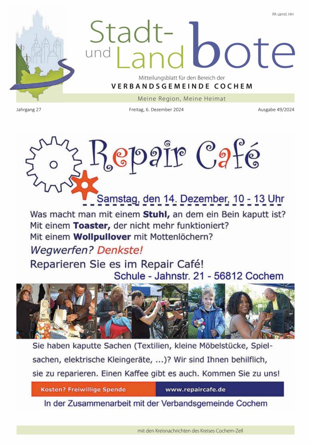 Stadt- und Landbote VG Cochem Titelblatt 49/2024