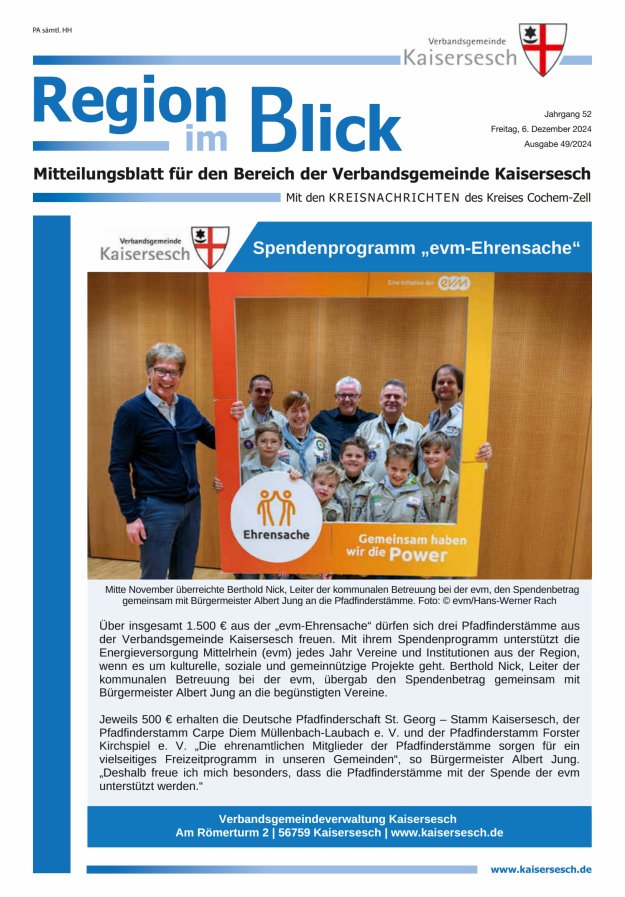 Region im Blick VG Kaisersesch Titelblatt 49/2024