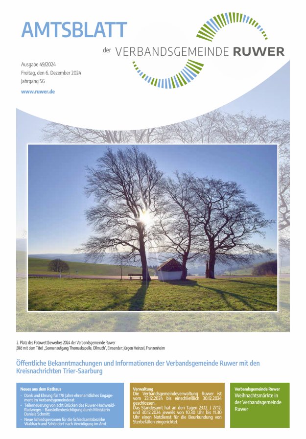 Amtsblatt VG Ruwer Titelblatt 49/2024