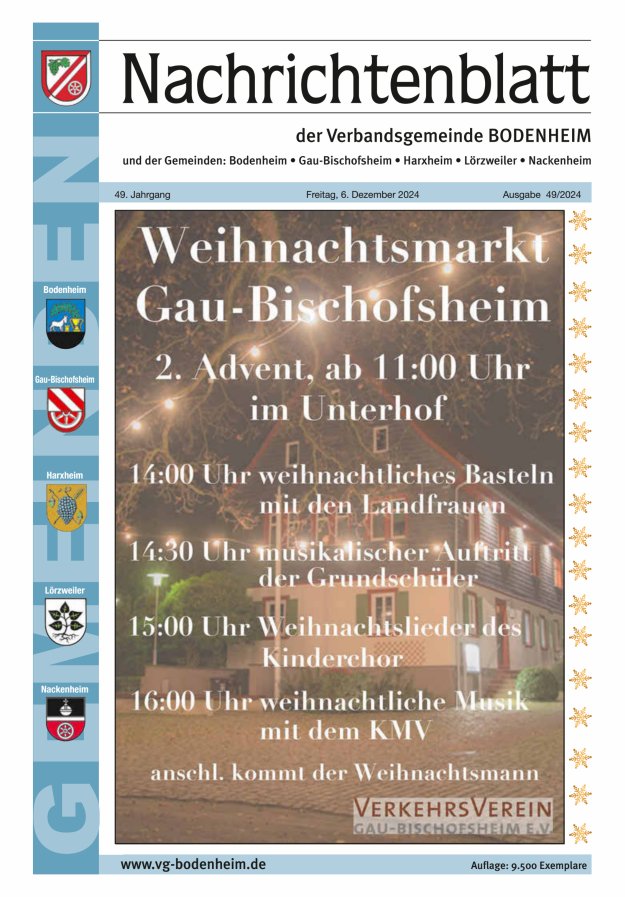 Nachrichtenblatt der VG Bodenheim              Titelblatt 49/2024