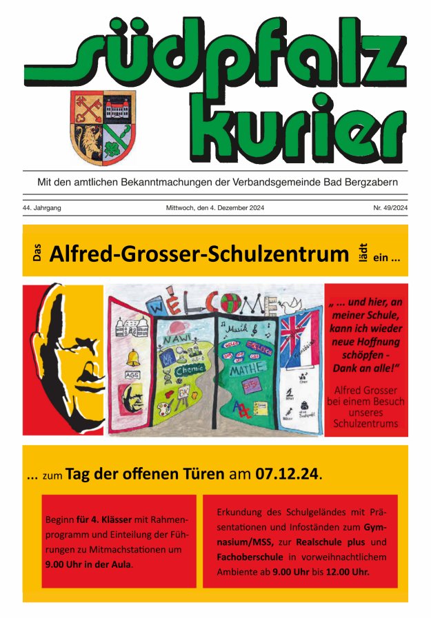 Südpfalz Kurier - VG Bad Bergzabern Titelblatt 49/2024