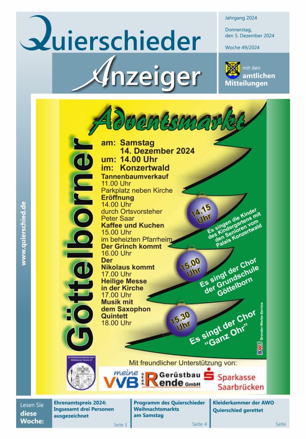 Quierschieder Anzeiger Titelblatt 49/2024