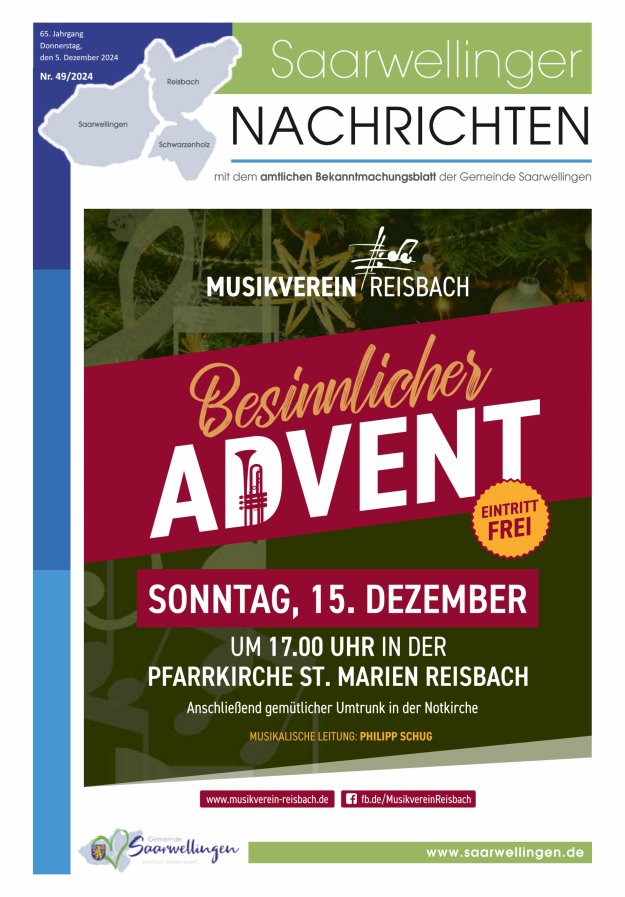 Saarwellinger Nachrichten Titelblatt 49/2024