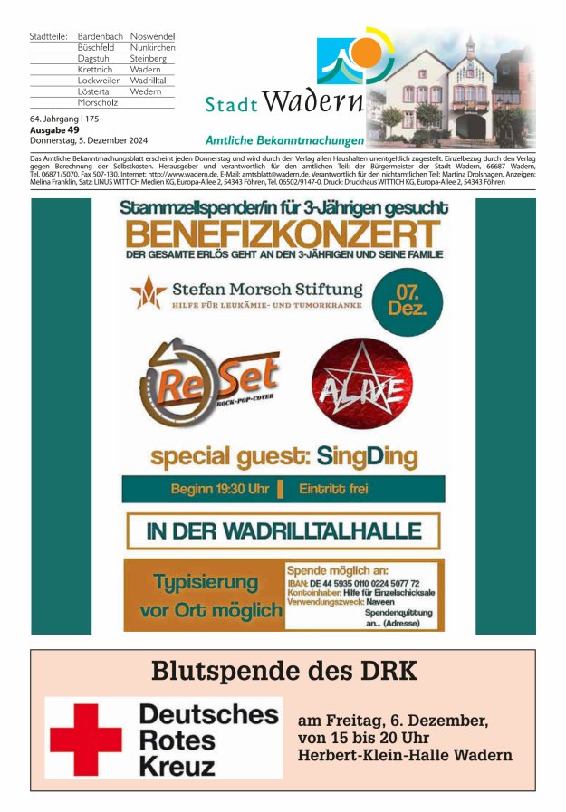 Stadt Wadern Titelblatt 49/2024
