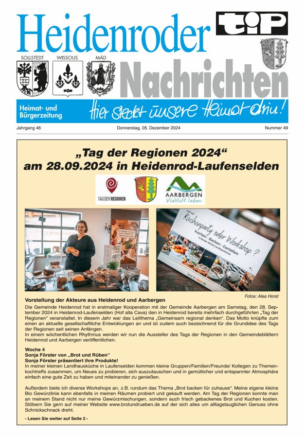 "tip" Heidenroder Nachrichten Titelblatt 49/2024