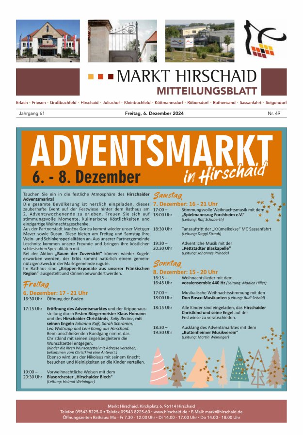 Mitteilungsblatt Markt Hirschaid Titelblatt 49/2024