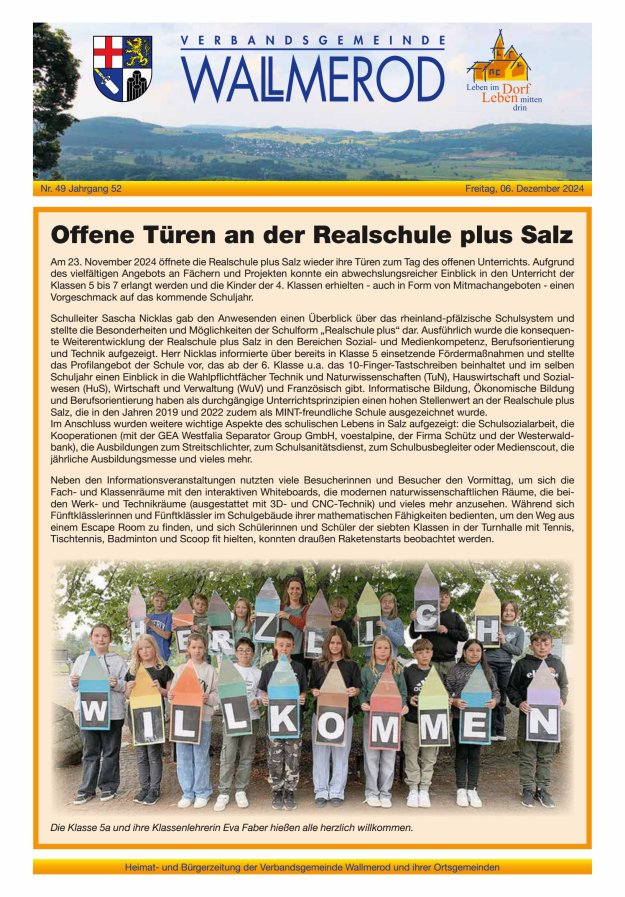 Wir über uns - Verbandsgemeinde Wallmerod Titelblatt 49/2024